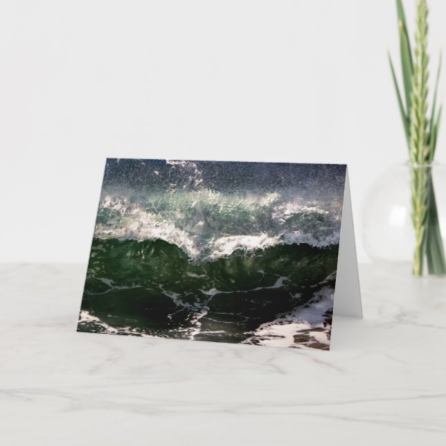 Powerful Ocean Wave Beach Note Card (Front)
