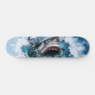 Powerful Ocean Wave Shark Motion Art Skateboard