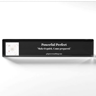 Powerful/Perfect Black Acrylic Desk Plaque Nameplate