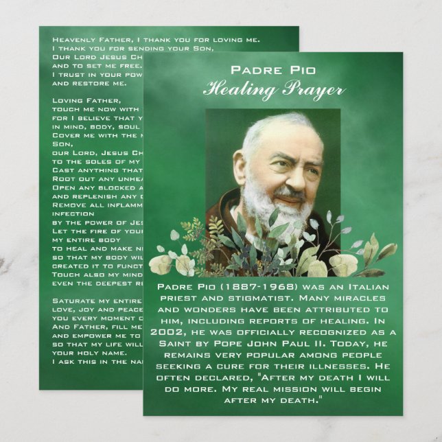 Powerful Prayer for the Sick Healing Card (Front/Back)