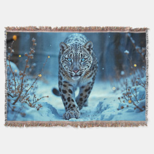 Powerful predator snowy wilderness cold beauty throw blanket