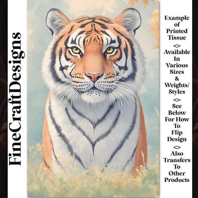 Powerful Regal Tiger, Intense Gaze CB3 Decoupage Tissue Paper (Creator Uploaded)