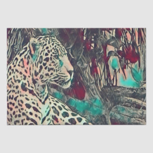 Powerful Resting Jaguar Illustration Tissue Paper
