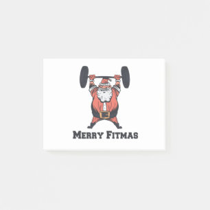 Powerful Santa Claus Weights Lifting Post-it Notes