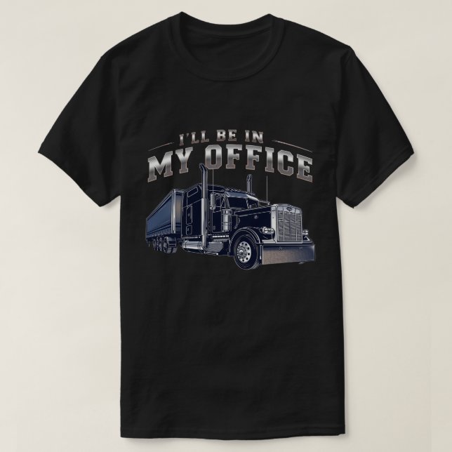 Powerful Semi-Truck Illustration Wall Art T-Shirt (Design Front)