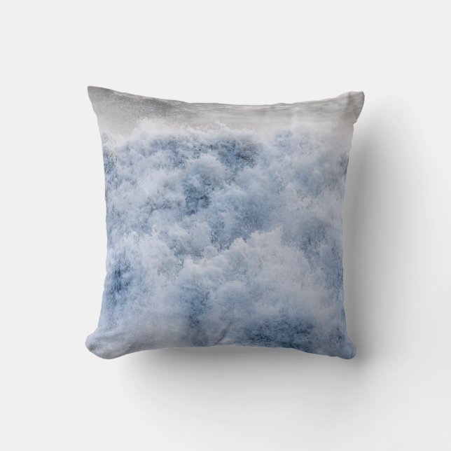 Powerful Stormy Waves In Winter Cushion (Front)