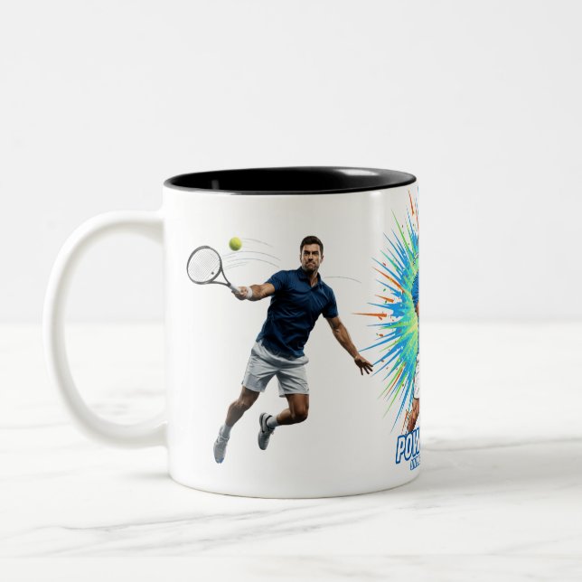 Powerful Tennis Player Serve Sport Action Mug (Left)