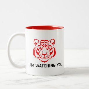 Powerful Tiger Face Red Image Funny Quote Two-Tone Coffee Mug