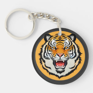 Powerful Tiger Illustration Key Ring