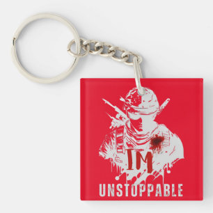 Powerful Warrior Silhouette Unstoppable Edgy Style Key Ring