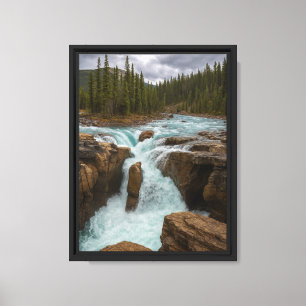 Powerful Waterfall in Forest Canyon Canvas Print