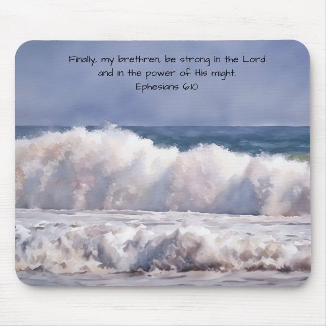 Powerful Waves Breaking at the Shore Faith  Mouse Mat (Front)