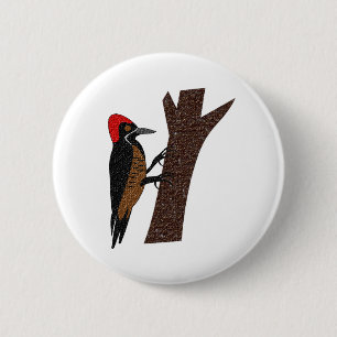 Powerful Woodpecker 6 Cm Round Badge