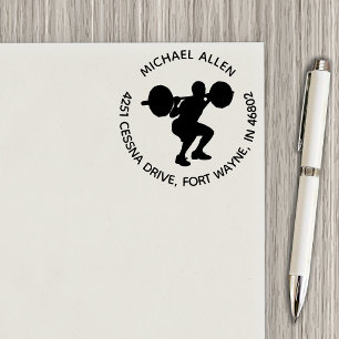 Powerful Workout Silhouette Return Address Rubber Stamp