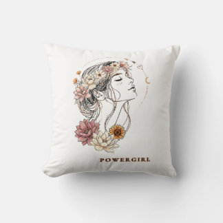 Powergirl – Floral Woman, Strength & Self-Lo Cushion