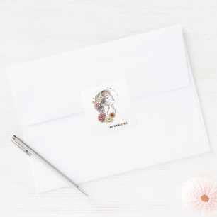 Powergirl – Floral Woman, Strength & Self-Lo Square Sticker