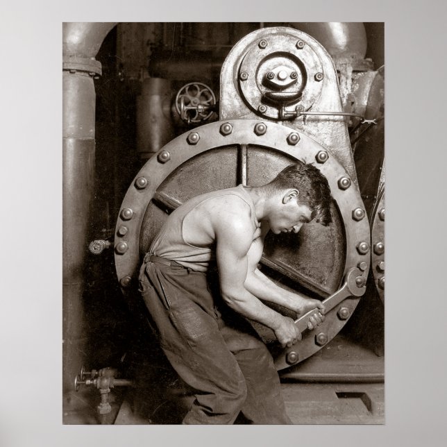 Powerhouse Worker, 1920. Vintage Photo Poster (Front)