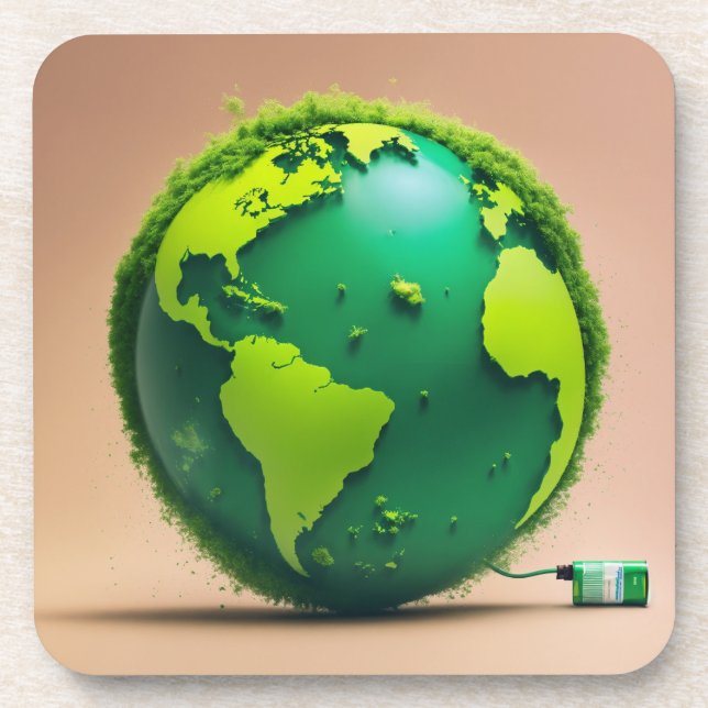Powering the Planet – Sustainable Earth & Green En Coaster (Front)