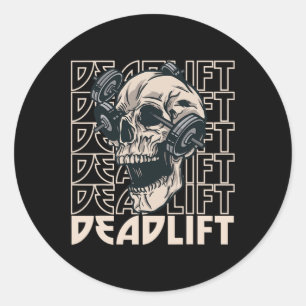 Powerlifting Deadlift Skull Bodybuilding Classic Round Sticker