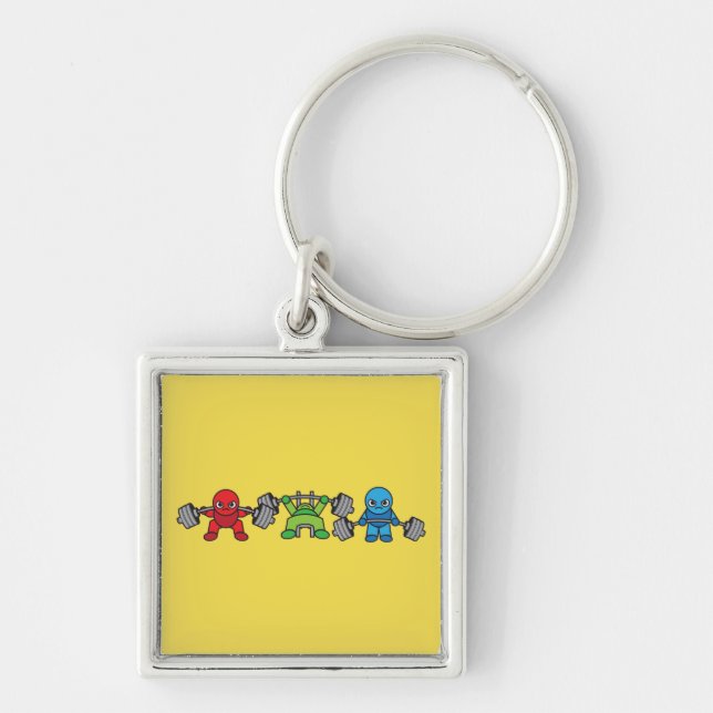 Powerlifting Kawaii - Squat, Bench Press, Deadlift Key Ring (Front)