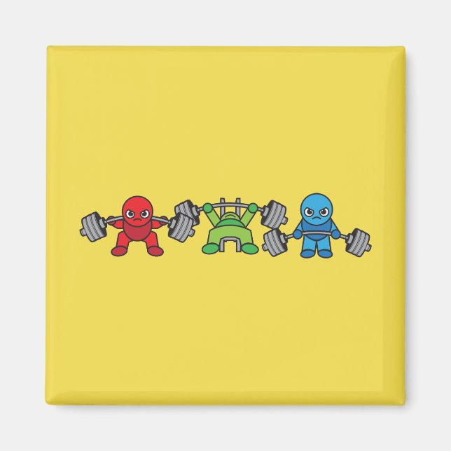 Powerlifting Kawaii - Squat, Bench Press, Deadlift Magnet (Front)
