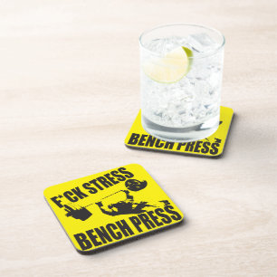 Powerlifting Motivation - F*CK Stress, Bench Press Coaster