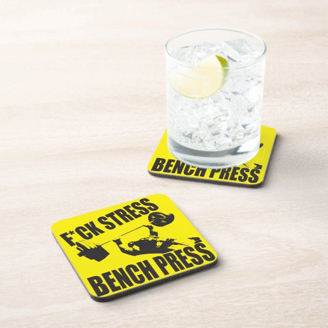 Powerlifting Motivation - F*CK Stress, Bench Press Coaster (Right Side)