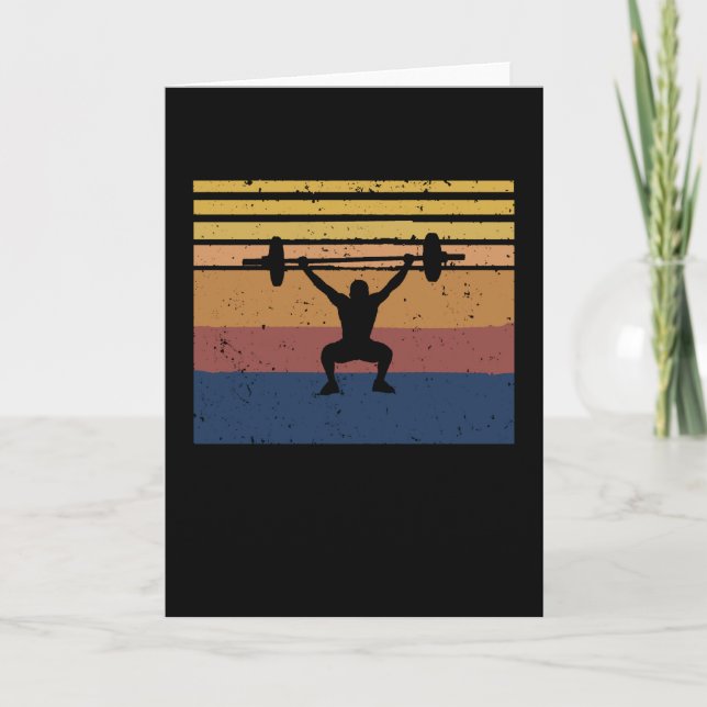 Powerlifting Retro Sunset Bodybuilding Gift Card (Front)