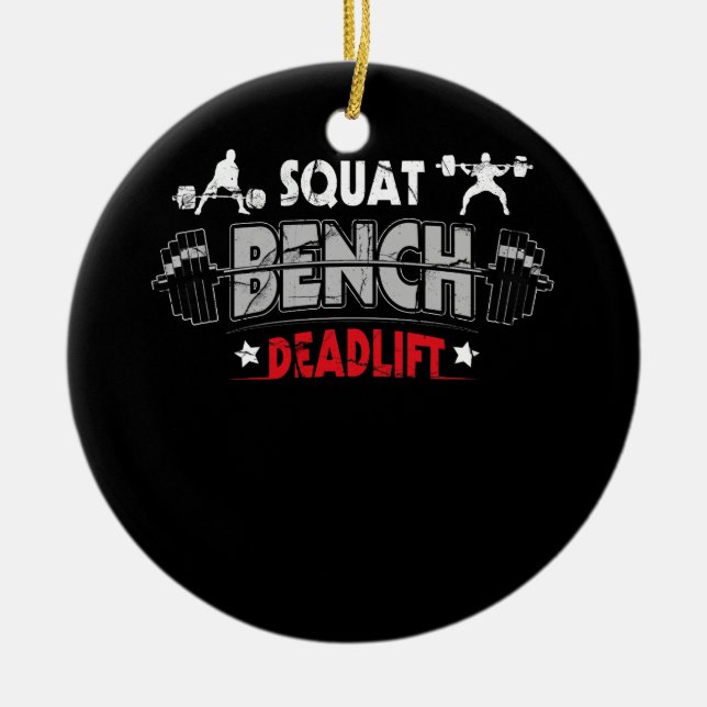 Powerlifting Squat Bench Deadlift Weightlifting Ceramic Tree Decoration (Front)