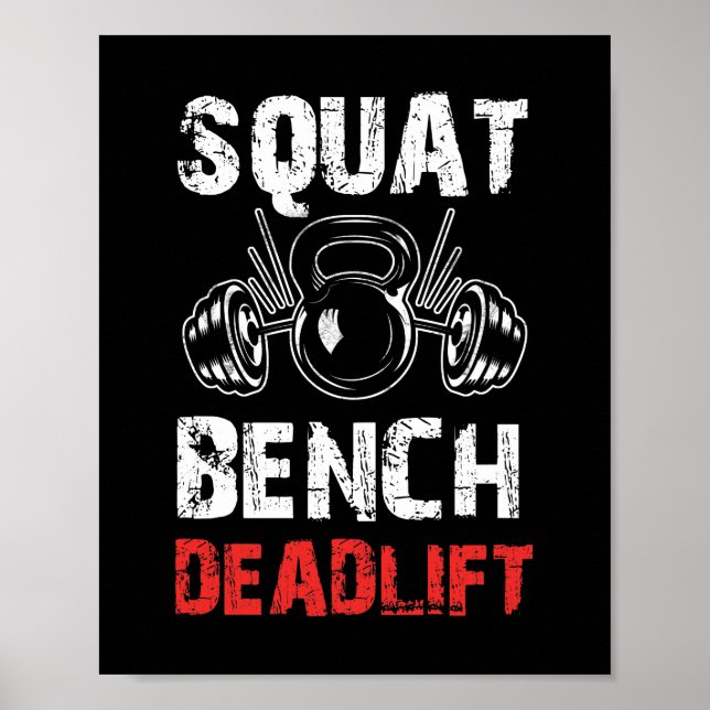 Powerlifting Squat Bench Deadlift Weightlifting Poster (Front)