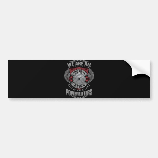 Powerlifting - STEP UP - Barbell Plate - Gym Bumper Sticker (Front)