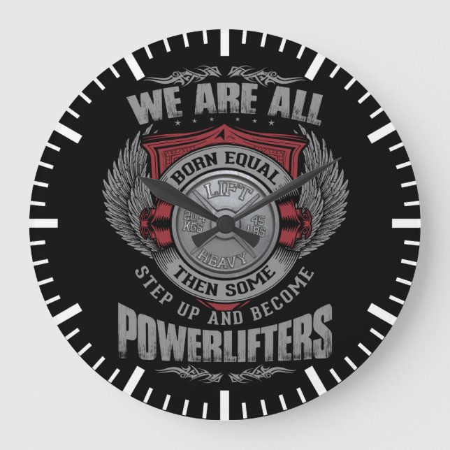 Powerlifting - STEP UP - Barbell Plate - Gym Large Clock (Front)