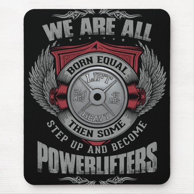 Powerlifting - STEP UP - Barbell Plate - Gym Mouse Mat (Front)