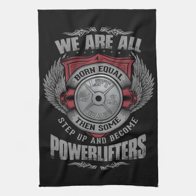 Powerlifting - STEP UP - Barbell Plate - Gym Tea Towel (Vertical)