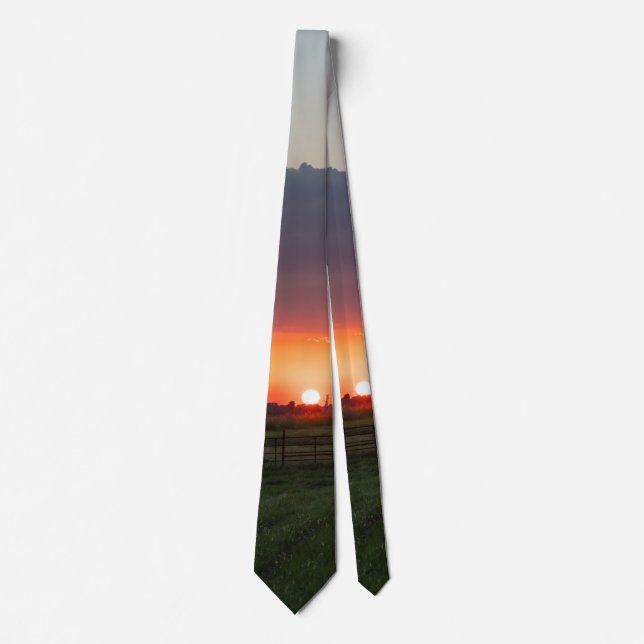 Powerline Sunset Landscape Neck Tie (Front)