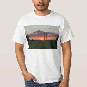 Powerline Sunset Landscape T-Shirt