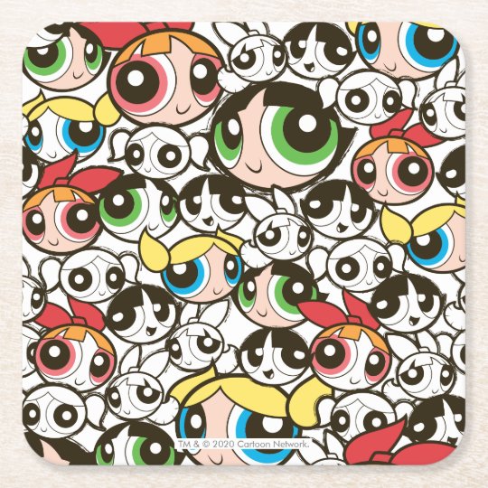 Powerpuff Girls Face Pattern Square Paper Coaster | Zazzle.co.uk
