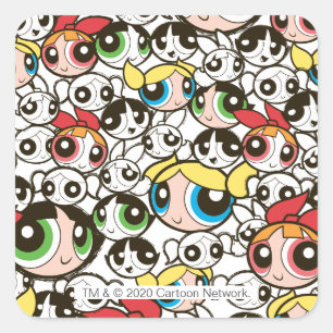 Powerpuff Girls Face Pattern Square Sticker
