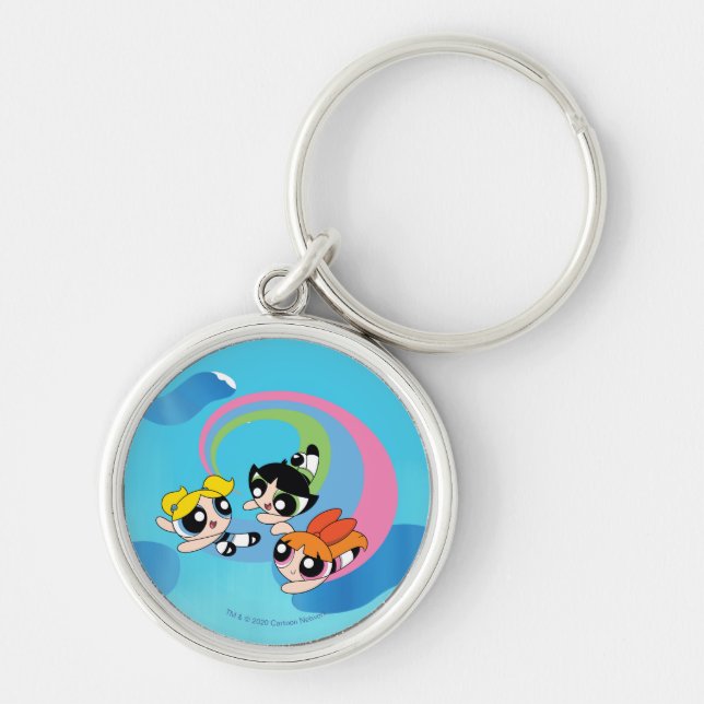 Powerpuff Girls Fly Through The Sky Key Ring (Front)