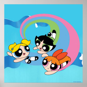 Powerpuff Girls Fly Through The Sky Poster