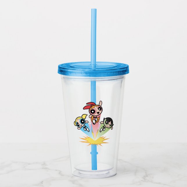 Powerpuff Girls Launch Into The Air Acrylic Tumbler (Front)