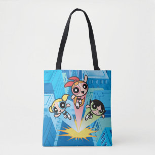 Powerpuff Girls Launch Into The Air Tote Bag