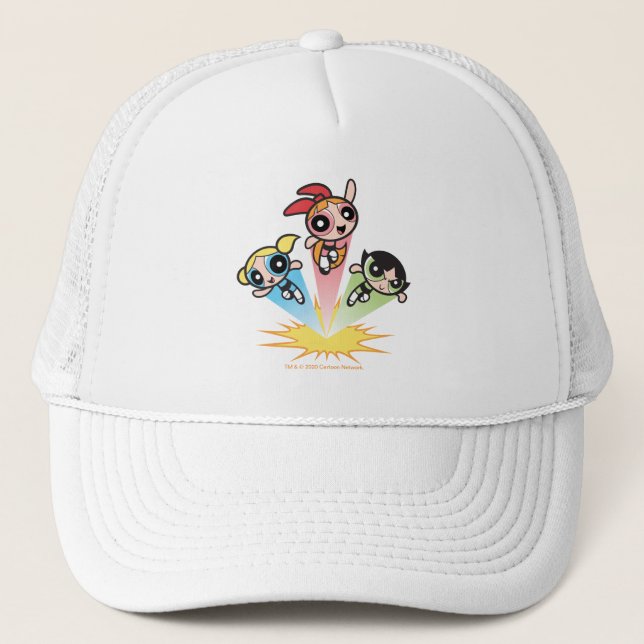Powerpuff Girls Launch Into The Air Trucker Hat (Front)