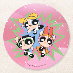 Powerpuff Girls Powfactor Round Paper Coaster