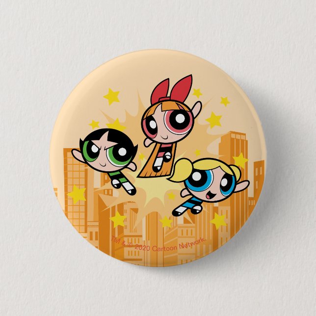 Powerpuff Girls Save The Day 6 Cm Round Badge (Front)