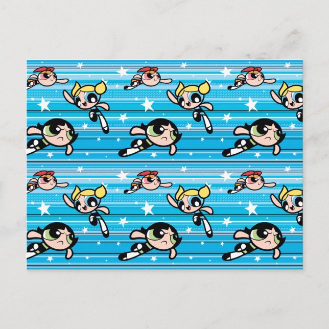 Powerpuff Girls Star Pattern Invitation Postcard (Front)