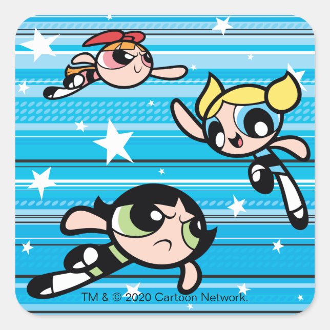 Powerpuff Girls Star Pattern Square Sticker (Front)