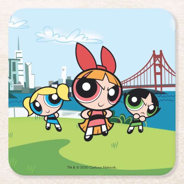 Powerpuff Girls Super Fierce Square Paper Coaster (Front)