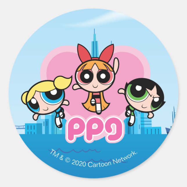 Powerpuff Girls Team Awesome Classic Round Sticker (Front)
