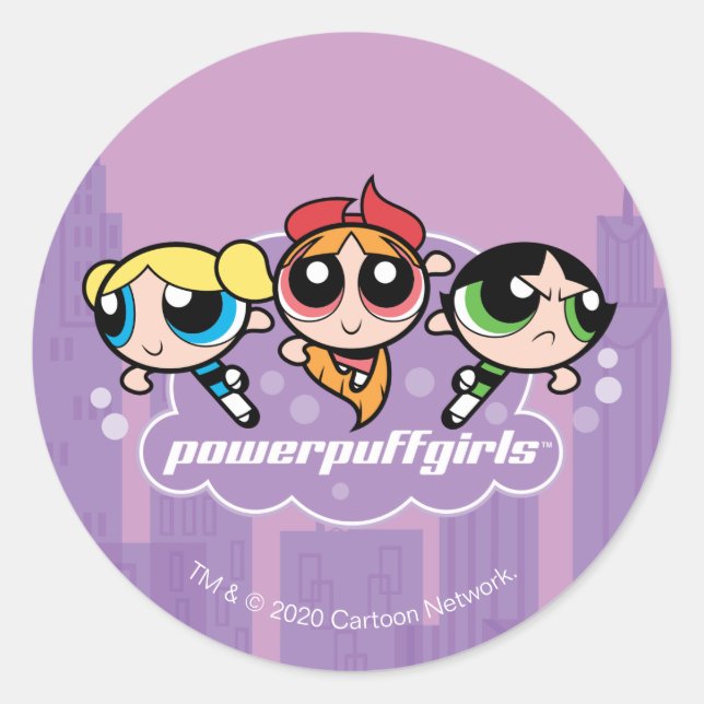 Powerpuff Girls Team Logo Classic Round Sticker (Front)